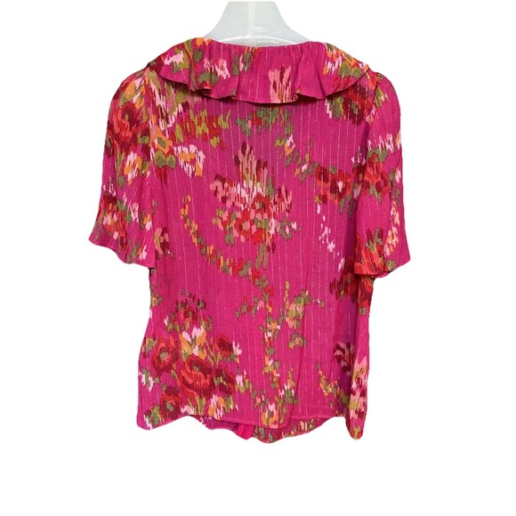 NWOT Sezane Jasmine Size 2 34 Blouse Helena Fuchsia Pink Floral Top New - Picture 5 of 12